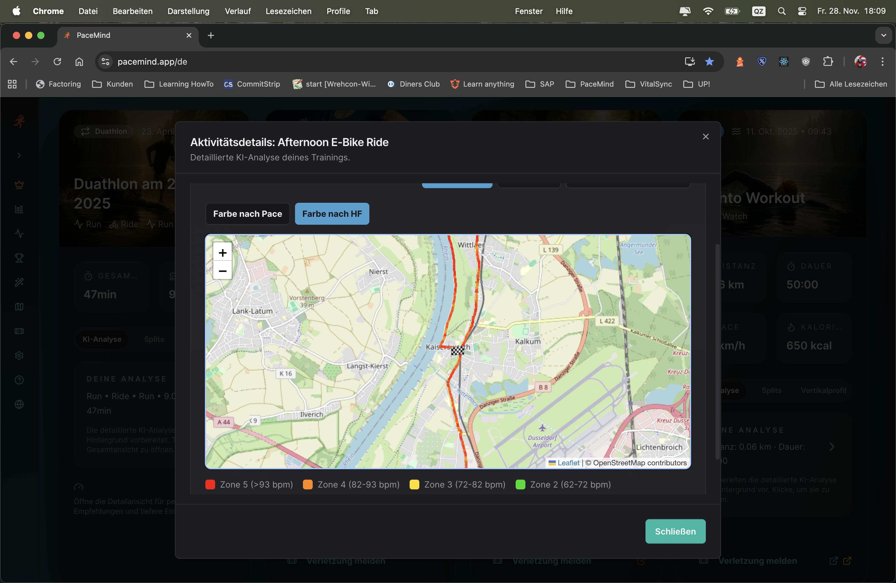 Routenvisualisierung mit Herzfrequenz-basierter Farbcodierung